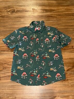 Star Wars RSVLTS Shirt Youth Medium  Boba Fett Button Up Short Sleeve Disney